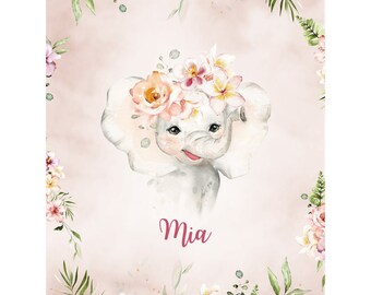 Personalized Fabric Panel Magic Elephant, Cotton Panel For Self-Sewing, Quilting Panel, Baby Quilt Panel, Blanket Panel, Baby Bedding Panels