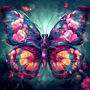 MARIPOSAS MÍSTICAS 4 Impresión de alta calidad Hoja de cuero sintético, Panel de cuero ecológico, Tela, Cuero para bolsos, Cuero ecológico estampado estampado