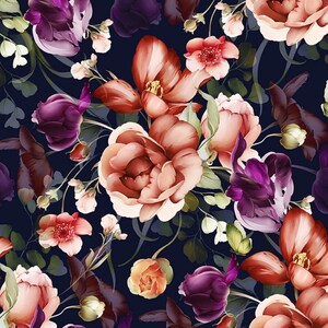 BOTANISCHE FLOWERS 11 Hochwertig bedrucktes Kunstlederblatt, Eco-Lederstoff, Leder für Taschen, gemustertes Kunstleder