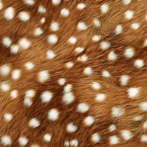 May include: A textured pattern featuring a rich, warm brown fur base covered in numerous small, soft white spots. The individual hairs are visible, creating a dense, realistic appearance that mimics the natural coat of a young deer.