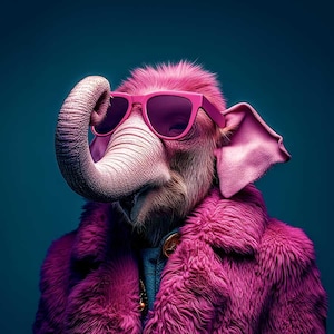 Druck Kunstleder Panel, hochwertige Eco-Leder Panel, Stoff, Leder für Taschen, Gemustert Gedruckt Eco-Leder, Funky Elefant 01