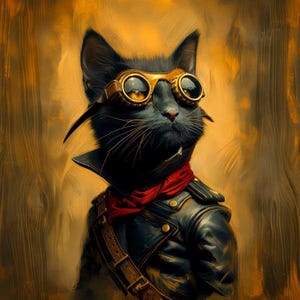 Panel de piel sintética con estampado, panel de piel ecológica de alta calidad, tela, piel para bolsos, piel ecológica estampada, Steampunk Cat 01