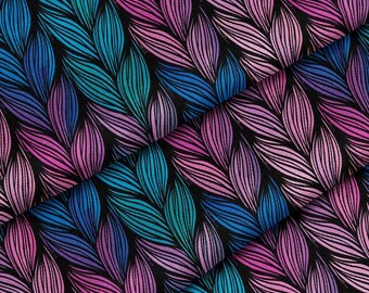 Colorful braids High Quality Printed Faux Leather Sheet, Eco Leather Fabric, Leather for bags, Patterned faux leather