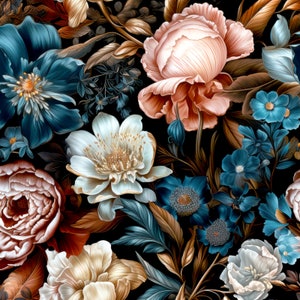 FLORES MÍSICAS 45, Lámina de piel sintética estampada de alta calidad, Tejido de piel ecológica, Piel para bolsos, Piel sintética estampada