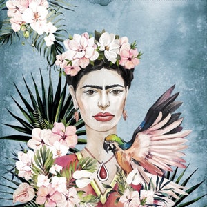 Frida, Hochwertiger Druck Kunstleder Blatt, Öko-Leder Panel, Stoff, Leder für Taschen, Gemustertes Bedrucktes Öko-Leder