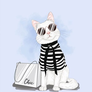 Sewing Panel for Bags & Pouches – Eco Leather or Waterproof Polyester, Chic cat 1