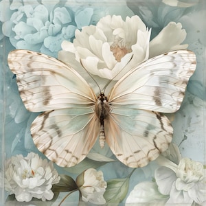 Mariposa con flores Impresión de alta calidad Hoja de cuero sintético, Panel de cuero ecológico, Tela, Cuero para bolsos, Cuero ecológico estampado estampado