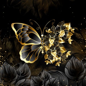 GOLDEN BUTTERFLY Hochwertiges 1-Qualitätsdruck-Kunstlederblatt, Öko-Lederplatte, Stoff, Leder für Taschen, Gemustertes bedrucktes Öko-Leder