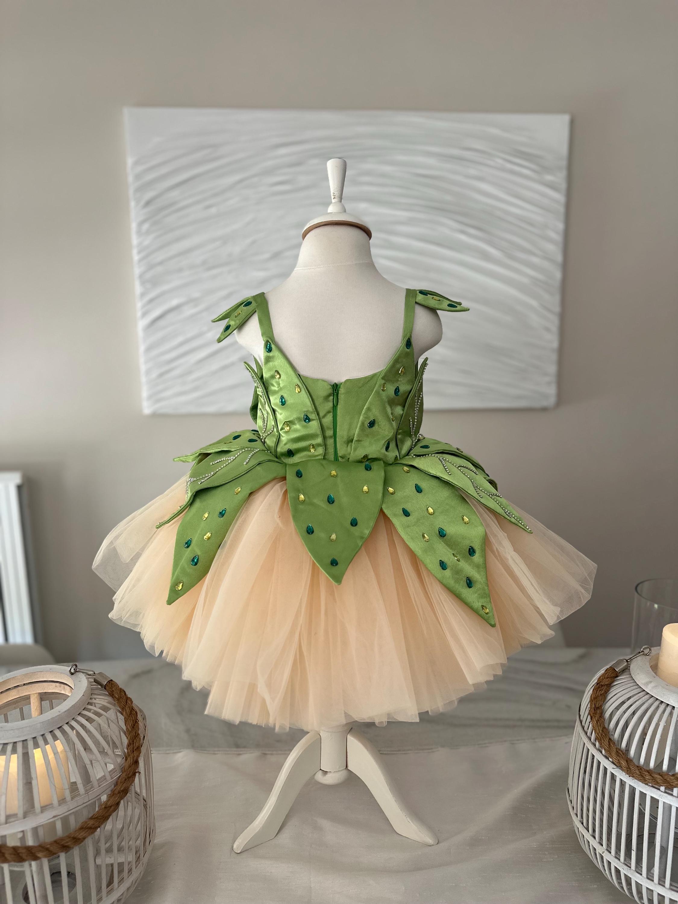 Handmade Tinkerbell Costume Dress: Green Satin Fairy Outfit, Birthday &  Halloween - Etsy