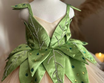 Handmade Tinkerbell Costume Dress: Green Satin Fairy Outfit, Birthday &  Halloween - Etsy