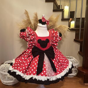 Minnie mouse Inspired Dress handmade polka dot red tutu, Handmade Princess Dress - Girls’ Special Occasion Disney Baby girl toddler outfit
