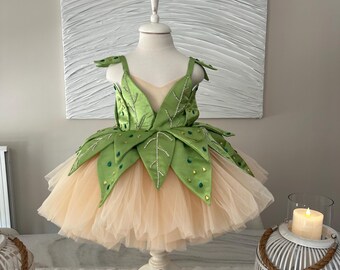 Handmade Tinkerbell Costume Dress: Green Satin Fairy Outfit, Birthday &  Halloween - Etsy
