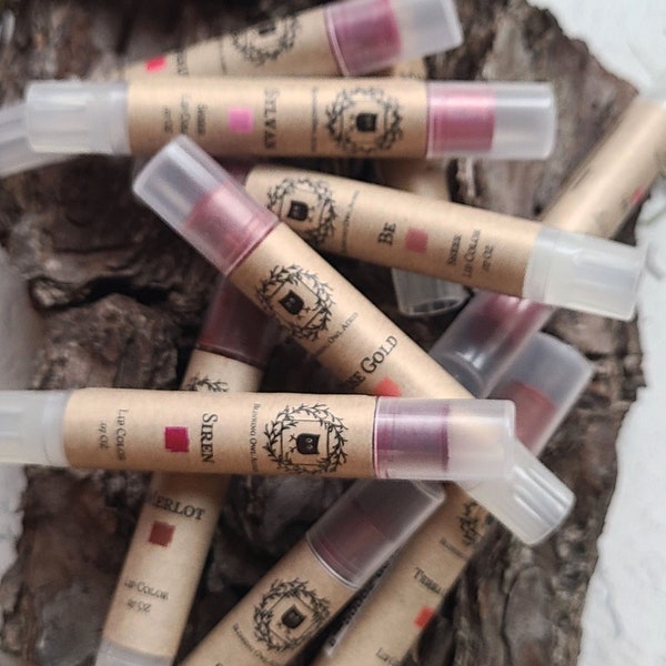 Natural Lip Colors - Full Collection, Organic Ingredients, Holistic Makeup, Nontoxic Lip and Cheek Color, Nourishing Moisturizing Lipstick