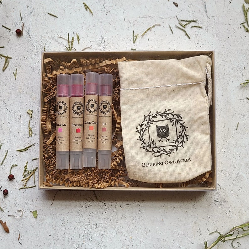Natural Lipstick Gift Set, Organic Ingredients, Holistic Makeup, Nontoxic Lip and Cheek Color, Fun Gift Idea Ephemeral Gift Set