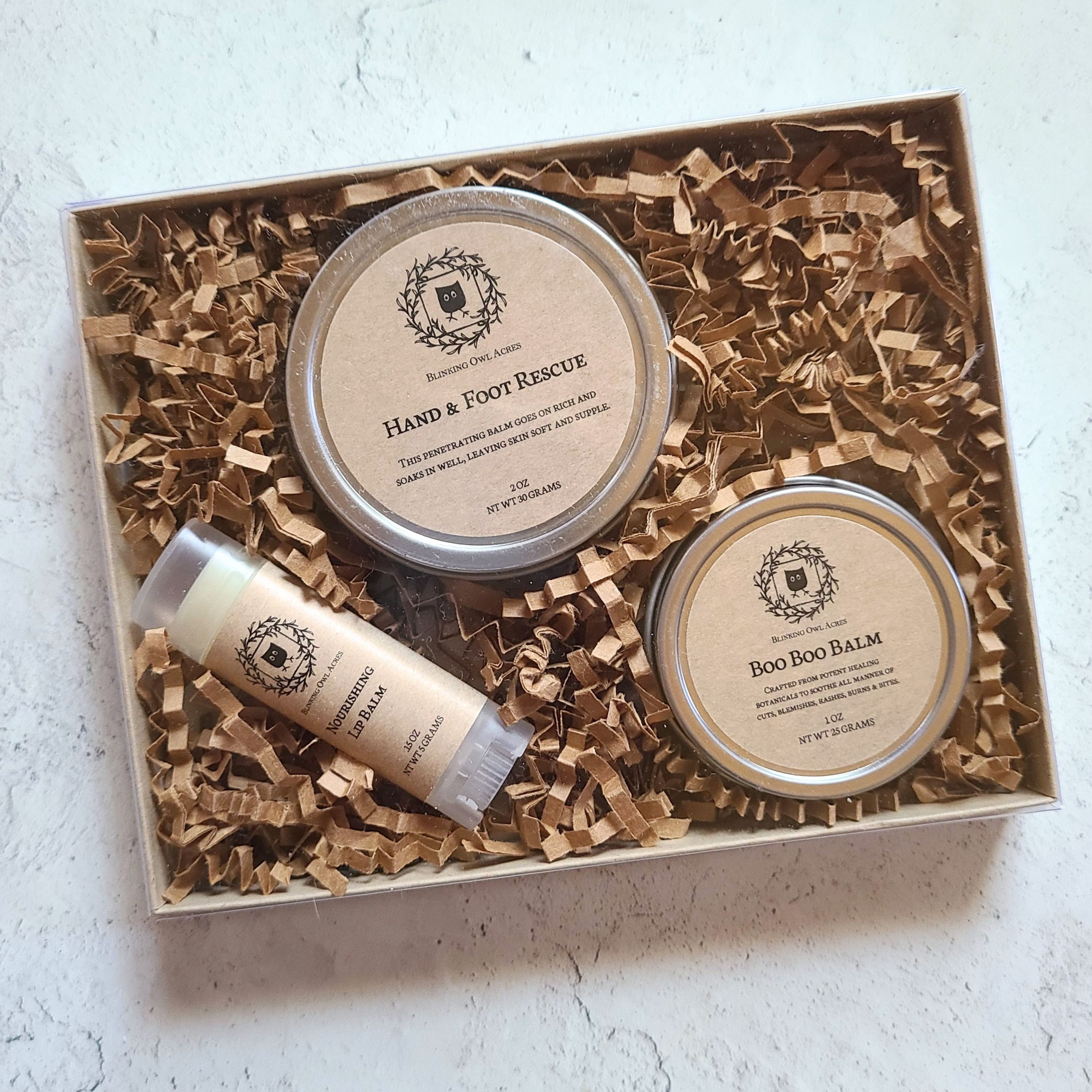 Natural Balm Gift Set, Lip Balm, Herbal Balm, and Hand & Foot Balm, Soothing, Moisturizing, Botanical, Organic, Holistic