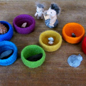 Waldorf Rainbow bowls | kids felt toy, eco friendly toys, desk organizer, educational toy, waldorf soft toys, Christmas gift