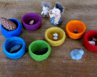 Waldorf Rainbow bowls | kids felt toy, eco friendly toys, desk organizer, educational toy, waldorf soft toys, Christmas gift