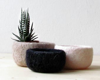 Wool bowls | eco friendly decor, Birthday gift, Nesting bowls, desk organizer, housewarming gift for her, scandinavian modern  decor