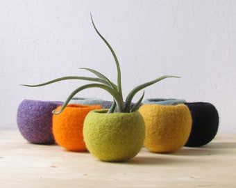 Felt planter | wool anniversary gift, Japandi home decor, Christmas gift, Succulent vase, minimalist scandinavian home decor, air plant vase