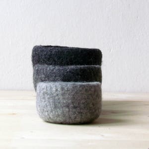 7th anniversary gift for wife Wool felt bowls, little baskets, Scandinavian modern decor, Hygge decor, eco friendly Christmas gift image 3