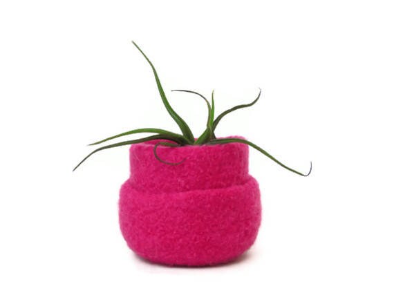 Bols Feutré Néon Rose Chaud - Petits Récipients Confortables Bloc Couleur Nidification Bols en Laine
