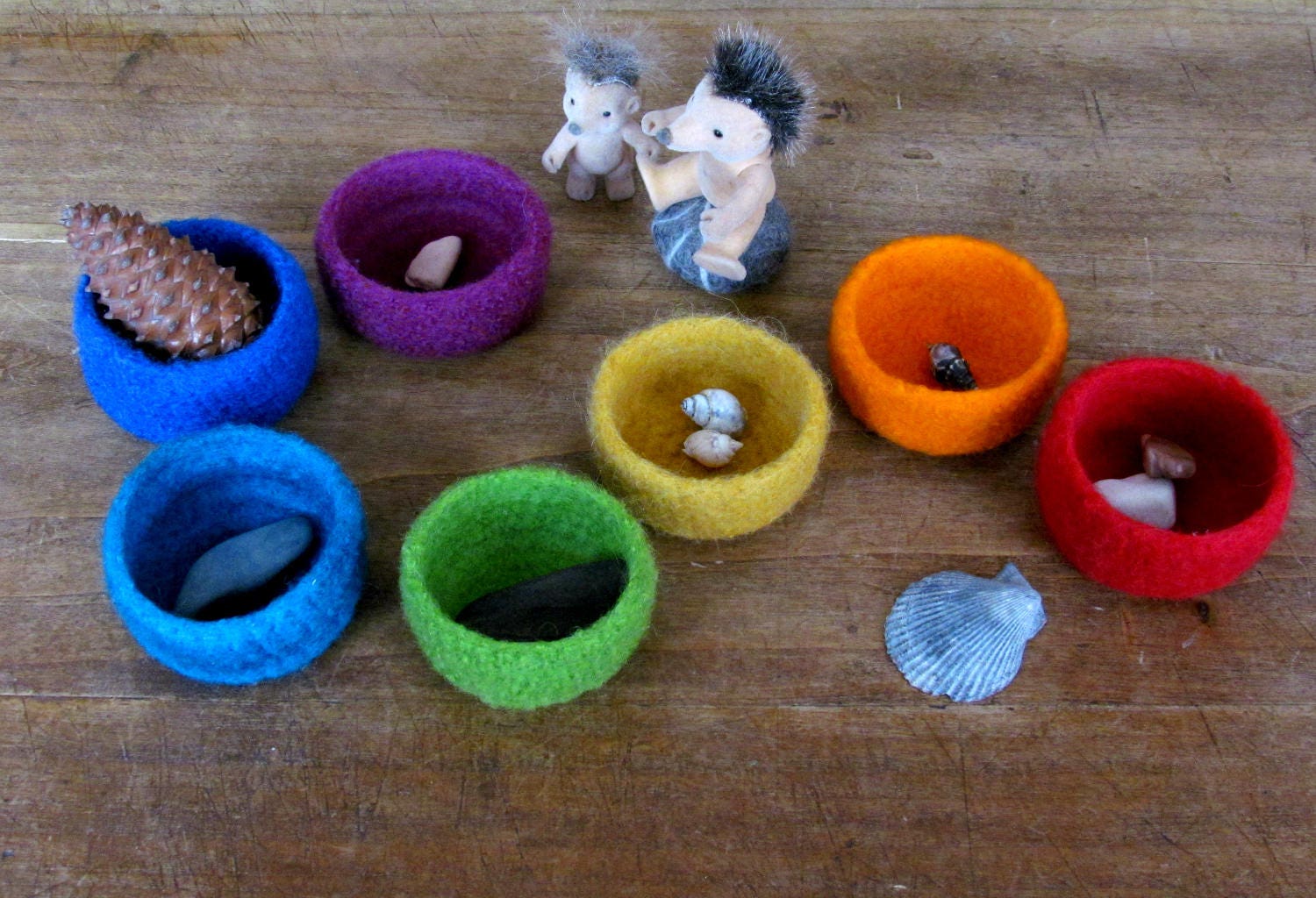 little storage basket Hygge decor Wool anniversary Rustic decor Felted wool bowls Eco friendly gift desktop organizer