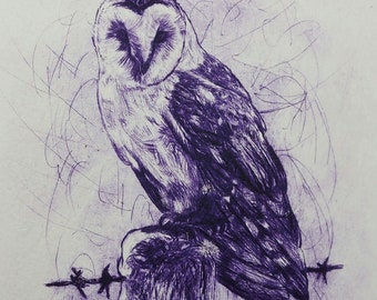 Drypoint called 'Silently Watching.'