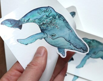 Set of 4 Whale stickers for every season