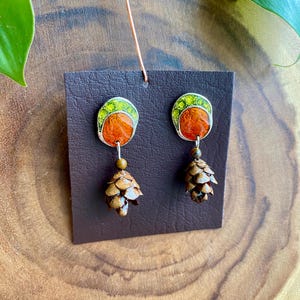 Mini echte dennenappel zilveren hangoorbellen | Natuur Dennenboom Plantensieraden Rustiek Vintage Bos Fee Cottagecore Boho Woodland Hippie