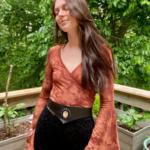 Handmade Vegan Leather Gemstone Waist Belt Adjustable Black Corset Agate Medieval Renaissance Faire Pixie Hippie DnD Cosplay Cottagecore S/M