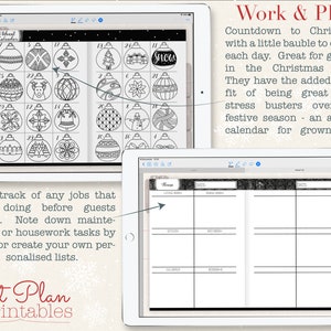 Digital Christmas Planner for Goodnotes - A digital Christmas colouring advent calendar adds a little bit of fun to your planner and a housework organiser will make sure you are on top of cleaning before Xmas guests arrive