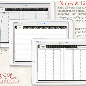 Digital Christmas Planner for Goodnotes - notes and lists pages ensure there is plenty of room for to-do lists and extra planning