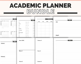 student homework diary Printable Academic Planner Bundle Week to View on 2 Pages School Year Diary for Students & Teachers Homework Study A5, A4, US Half Letter