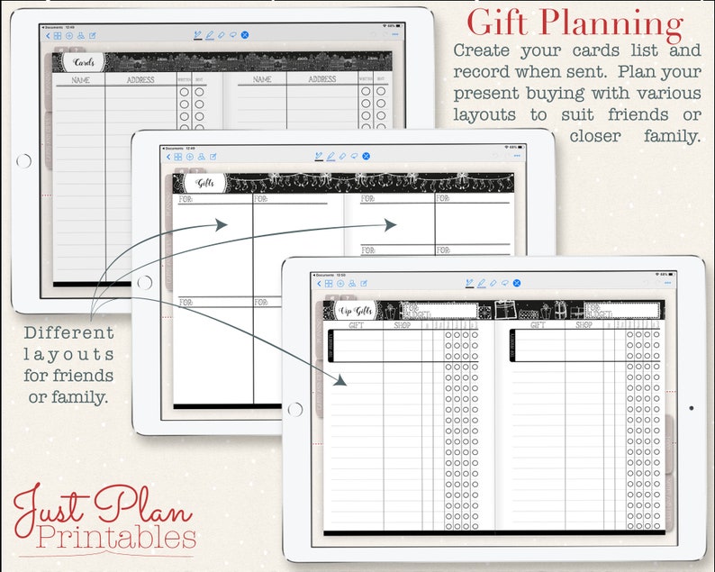 Digital Christmas Planner for Goodnotes - Gift Planning for friends and family