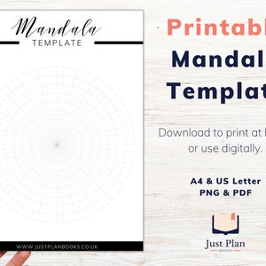 Blank Mandala Template Printable PDF Circle Grid Drawing Stencil Easy to Draw for Beginners Art Gridlines Radial Symmetry Instant Download