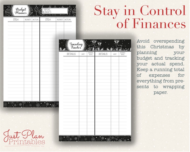 Christmas Planning Printables - A budget planner and spending tracker make it easy to stay in control of your finances for Christmas 2022 planning.