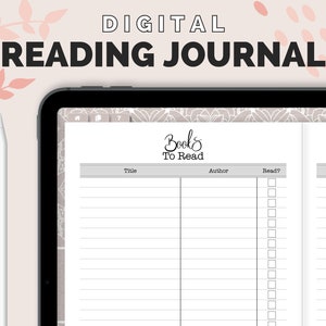 Digital Reading Journal iPad Planner for Goodnotes Notability etc.. | Hyperlinked PDF iPad Tablet Organiser | Log, Track, & Organise Books