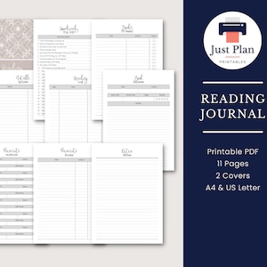 Planificateur de journal de lecture PDF imprimable | Planifiez, suivez et organisez des livres pour lire | Livre de 8 pages à imprimer A4 / US Letter Téléchargement instantané