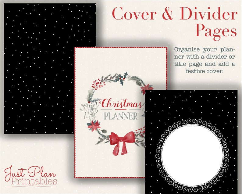Christmas Planning Printables - A cover page and divider pages help to organise your Christmas binder and inserts
