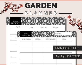 Pianificatore di giardino stampabile / 12 pagine per organizzare e pianificare il tuo anno di giardinaggio / PDF Download per stampare A4, A5, lettera degli Stati Uniti