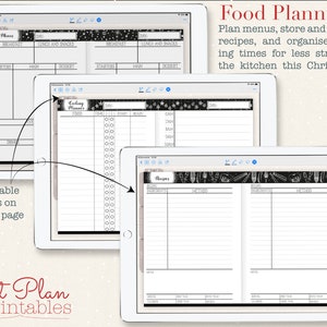 Digital Christmas Planner for Goodnotes - Xmas food planning including menus, recipes, and Hourly Christmas Day itinerary