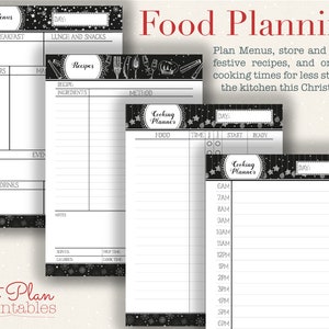 Christmas Planning Printables - Food Planning printables help to plan out your Christmas recipes and menus as well as an hourly cooking planner for festive entertaining.