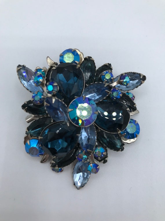 Blue Rhinestone Brooch