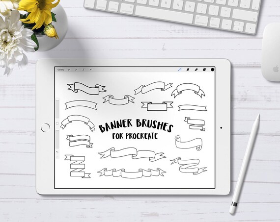 Procreate Banner Stamp Brushes Procreate Stamp Brush Banner Etsy