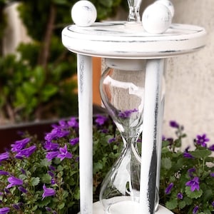 Vintage wooden sand timer for wedding ceremony / Two kinds of decor sand which mix forever / Special wedding accessory