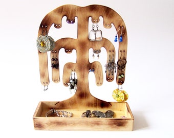Wooden jewelry stand mainly for earrings / Jewellery holder for bracelet, watch and rings too