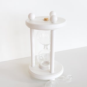 Pastel white colour wooden sandtimer for wedding ceremony/The couple pour two kinds of decor sand which mix forever/accessory