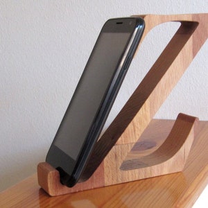 Soporte para móvil de madera con letra Z / Soporte para teléfono móvil con letras de madera / Madera dura de haya