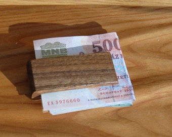 Wooden money clip / Solid walnut wood money clip