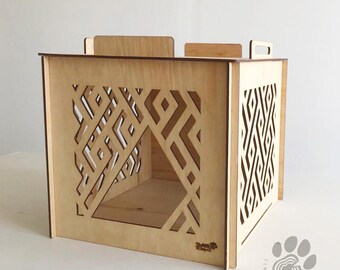 GEOMETRY - cat or dog house / kennel with openwork geometry pattern